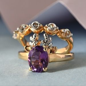 NWT Karis Amethyst & White Topaz Set of 2 Rings. Size 10
